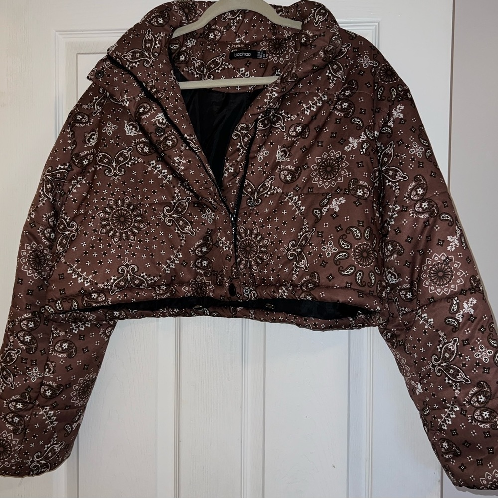 Bandana Design Cropped Bomber Jacket